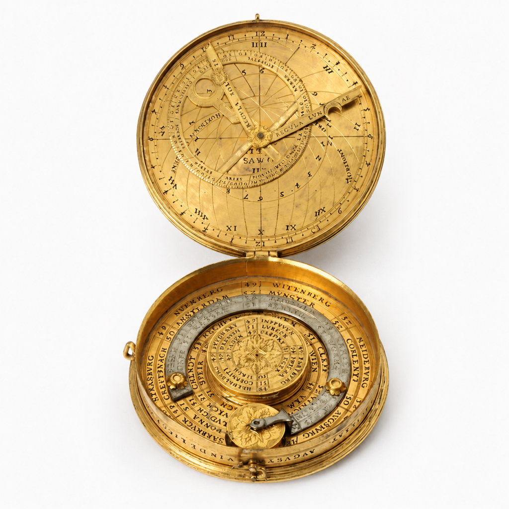Astronomical Compass & Sundial Replica — Vintage Navigation Instrument