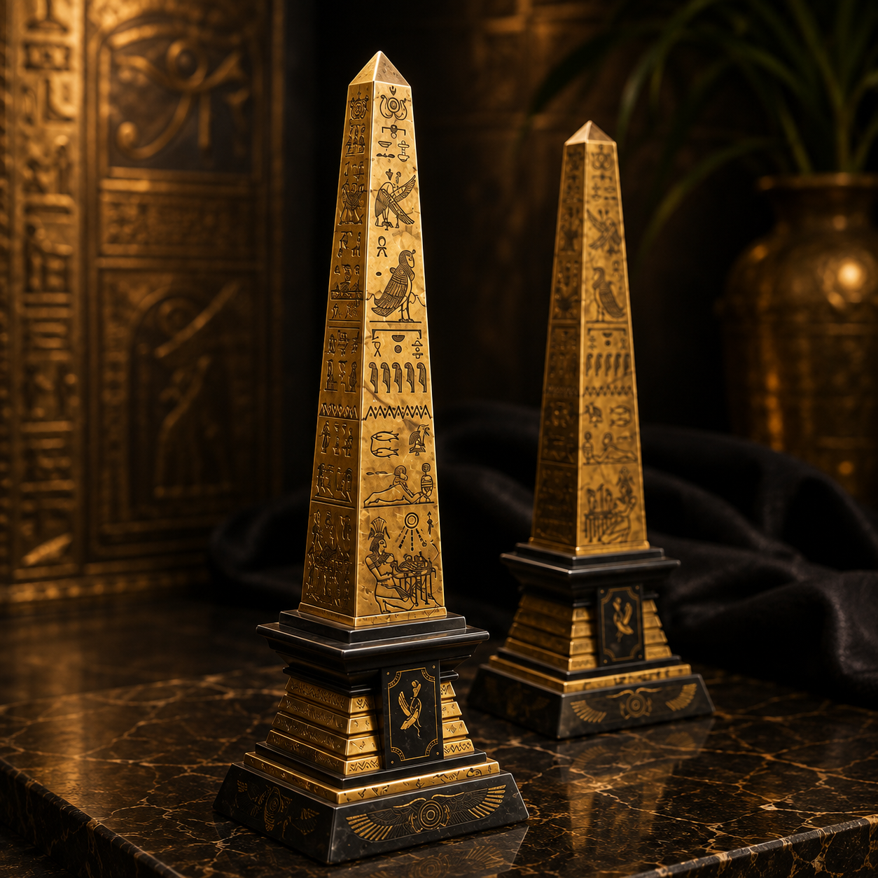 Ancient Egyptian Obelisk Replica Set — Hieroglyphic Pharaoh Décor - Image 2