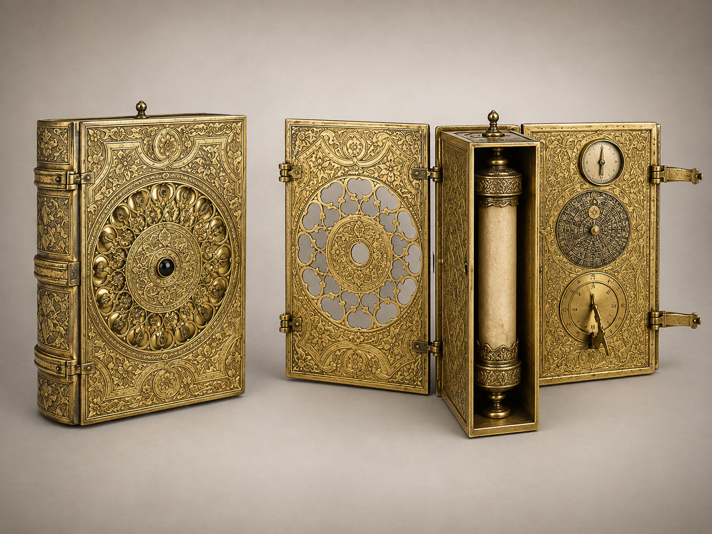 Ancient Arabia World Map — Gold Roman Numeral Reliquary - Image 3
