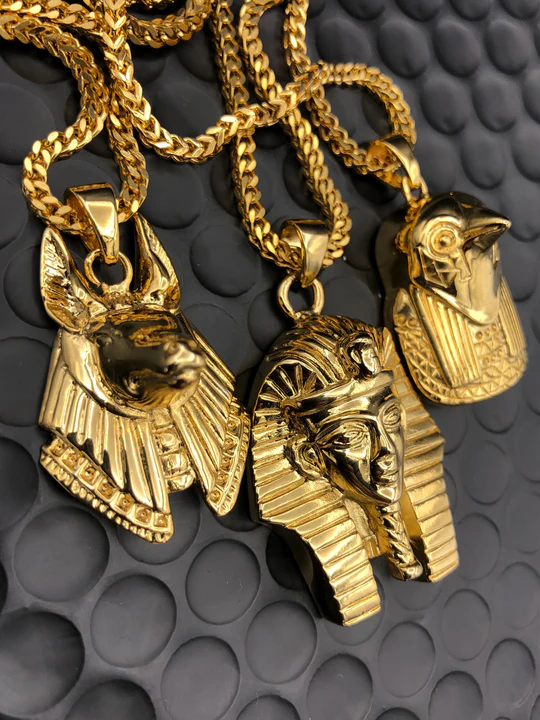 Gold Egyptian Pharaoh & Anubis Gold Necklace Set - Image 3